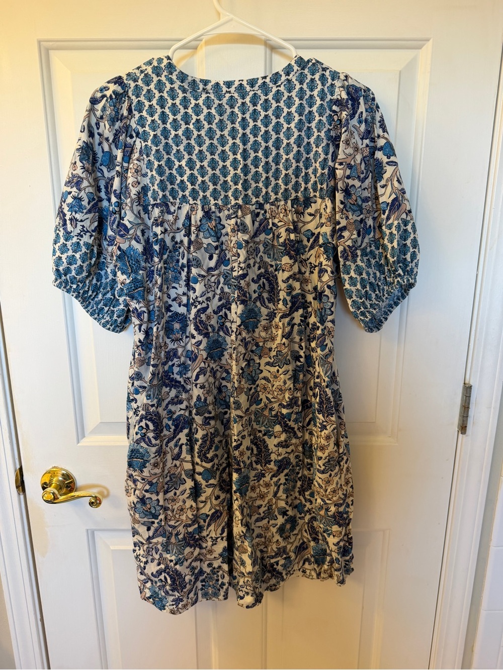 🩷 Knox Rose Blue/Cream Floral Mini Dress with Tassel Tie size M Great teachers! - Picture 6 of 7